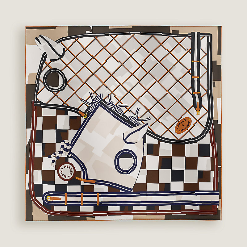 【アートを纏う♪】HERMES カレ 90 Camails a Carreaux Camails a Carreaux scarf 90 | Hermès Belgium